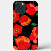 Rode poppies op zwarte achtergrondafbeelding Case-Mate iPhone case (Achterkant)