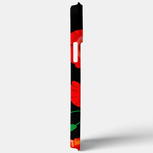 Rode poppies op zwarte achtergrondafbeelding Case-Mate iPhone case (Achterkant / Rechts)