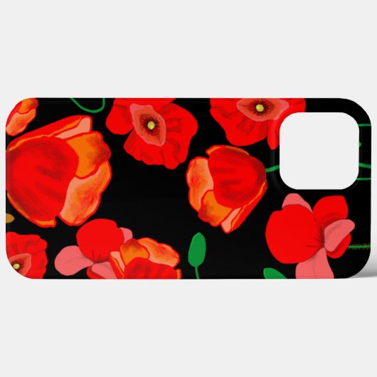 Rode poppies op zwarte achtergrondafbeelding Case-Mate iPhone case (Achterkant (horizontaal))