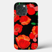 Rode poppies op zwarte achtergrondafbeelding Case-Mate iPhone case (Achterkant)