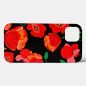 Rode poppies op zwarte achtergrondafbeelding Case-Mate iPhone case (Achterkant (horizontaal))