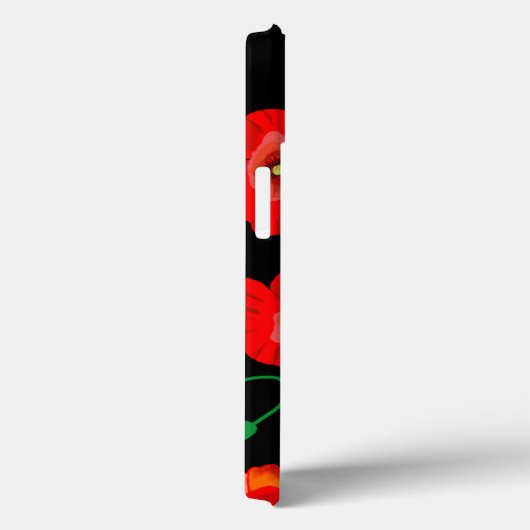 Rode poppies op zwarte achtergrondafbeelding Case-Mate iPhone case (Achterkant / Rechts)
