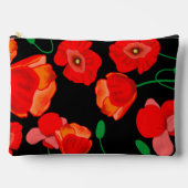 Rode poppies op zwarte achtergrondafbeelding etui (Voorkant)