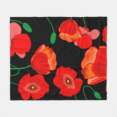 Rode poppies op zwarte achtergrondafbeelding fleece deken (Voorkant (Horizontaal))