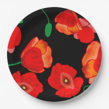 Rode poppies op zwarte achtergrondafbeelding