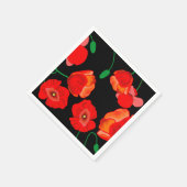 Rode poppies op zwarte achtergrondafbeelding servet (Hoek)