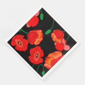 Rode poppies op zwarte achtergrondafbeelding servet (Hoek)