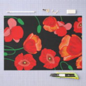 Rode poppies op zwarte achtergrondafbeelding tissuepapier (Craft)