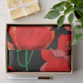 Rode poppies op zwarte achtergrondafbeelding tissuepapier (Geschenk)
