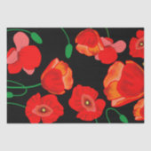 Rode poppies op zwarte achtergrondafbeelding tissuepapier (Voorkant)