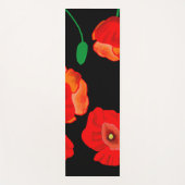 Rode poppies op zwarte achtergrondafbeelding yogamat (Voorkant)