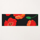 Rode poppies op zwarte achtergrondafbeelding yogamat (Voorkant (horizontaal))