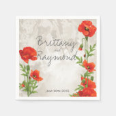  RODE POPPIES PAPIER NAPKINS SERVETTEN (Voorkant)