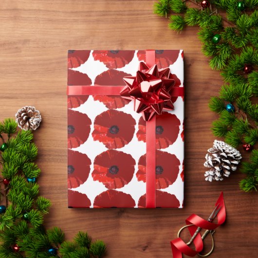 RODE POPPIES POPPY FLORAL WRAPPING PAPIER (Feestdagen Geschenken)