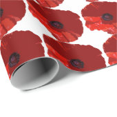RODE POPPIES POPPY FLORAL WRAPPING PAPIER (Rol Hoek)