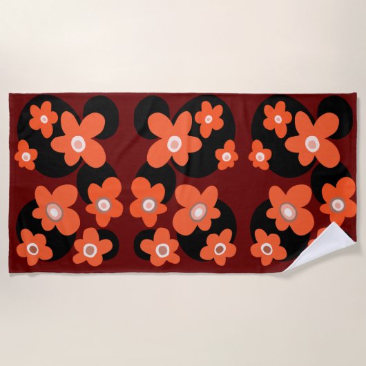 Rode poppies strandhanddoek strandlaken (Voorkant)