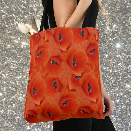 Rode poppies symfonie tote bag