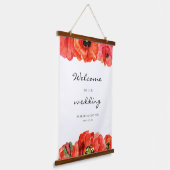 Rode poppies waterverf aangepast trouwbord hangend wandkleed (Gebogen)