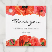 Rode poppies waterverf bruiloft bedankjes labels (Voorkant)