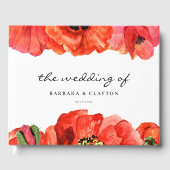 Rode poppies waterverf bruiloft gastenboek (Voorkant)