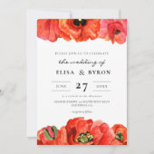 Rode poppies waterverf bruiloft kaart (Voorkant)