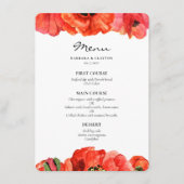 Rode poppies waterverf bruiloft menu (Voorkant)