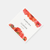 Rode poppies waterverf bruiloft servet (Hoek)