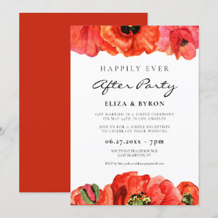 Rode poppies waterverf Gelukkig ooit na feest Kaart