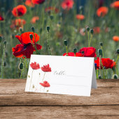 Rode Poppies Waterverf Poppy Floral bruiloft Plaatskaartje