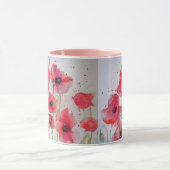 Rode Poppies Waterverf schilderij Mok roze (Midden)