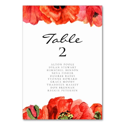 Rode poppies waterverf trouwkaarten kaart (Voorkant)