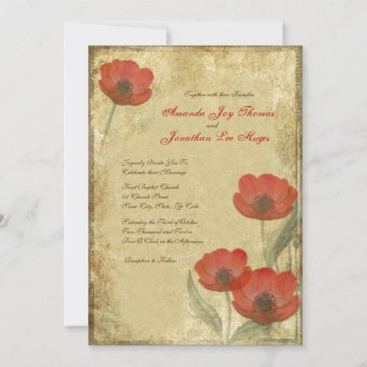  Rode Poppies Wedding Invitaties Kaart (Voorkant)