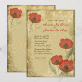  Rode Poppies Wedding Invitaties Kaart (Voorkant / Achterkant)