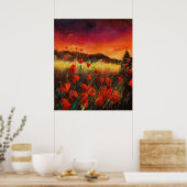 Rode poppies zonsondergang 76 poster (Keuken)