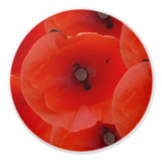 Rode Poppoes Design Keramische Trekgrepen Knop