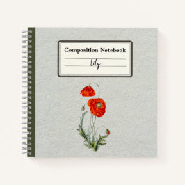 Rode Poppy Bloem Gepersonaliseerde Compositie Notitieboek