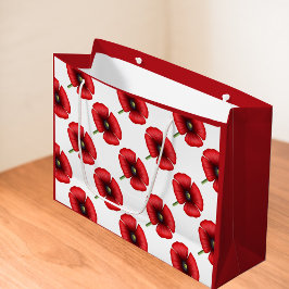 Rode Poppy Bloem Patroon Grote Gift Bag Groot Cadeauzakje