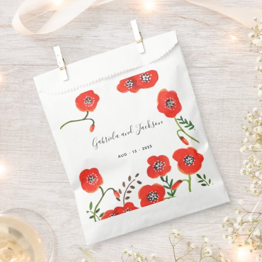Rode Poppy Bloemen bruiloft Bedankzakje (Geknipt)