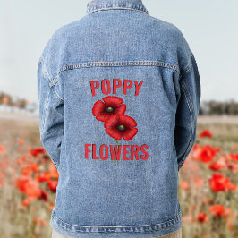 Rode Poppy Bloemen Gepersonaliseerde Denim Jas Jacket