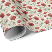 Rode Poppy Bloemen Gift Wrap Papier Verpakking Blo (Rol Hoek)