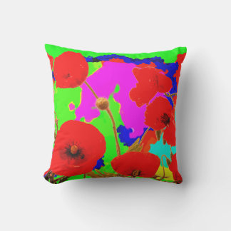 Rode Poppy Bloemen Kleurrijke Bloemen Moderne Kuns Buitenkussen