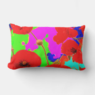 Rode Poppy Bloemen Kleurrijke Bloemen Moderne Kuns Buitenkussen