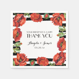 Rode Poppy Bloemen Met Zwarte Strepen Trouwen Servetten