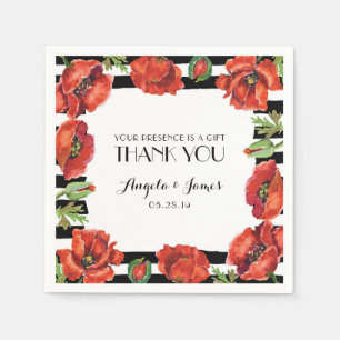 Rode Poppy Bloemen Met Zwarte Strepen Trouwen Servetten