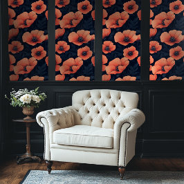 Rode Poppy Bloemen Patroon Donkere achtergrond Behang