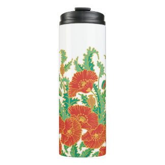 Rode Poppy  Bloemen Thermische Tumbler Thermosbeker