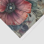  Rode Poppy & Butterfly Waterverf Decoupage Tissuepapier (Detail)