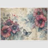  Rode Poppy & Butterfly Waterverf Decoupage Tissuepapier (Voorkant)