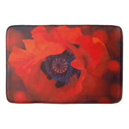 Rode Poppy Donkere Achtergrond & Bokeh Effect Badmat
