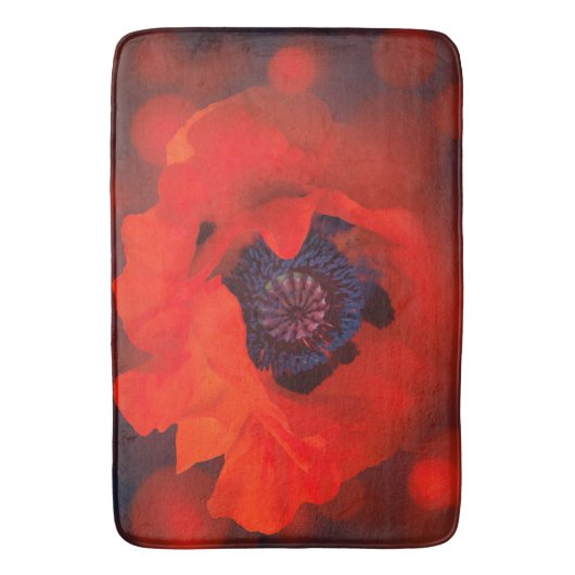 Rode Poppy Donkere Achtergrond & Bokeh Effect Badmat (Voorkant Verticaal)